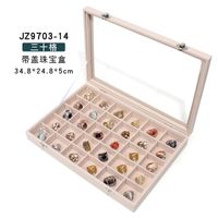 Simple Style Solid Color Wood Metal Button Jewelry Boxes sku image 10