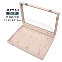 Simple Style Solid Color Wood Metal Button Jewelry Boxes sku image 3