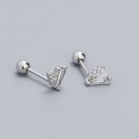 1 Pair Simple Style Letter Inlay Sterling Silver Zircon Ear Studs sku image 1