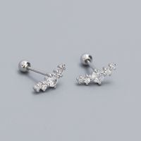 1 Pair Ig Style Round Inlay Sterling Silver Zircon Ear Studs sku image 2