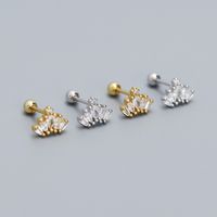 1 Pair Simple Style Crown Inlay Sterling Silver Zircon Ear Studs main image 4