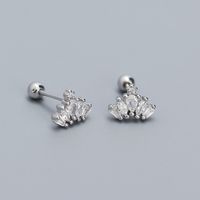1 Pair Simple Style Crown Inlay Sterling Silver Zircon Ear Studs sku image 1