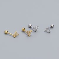 1 Pair Simple Style Letter Inlay Sterling Silver Zircon Ear Studs main image 1