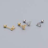 1 Pair Simple Style Letter Inlay Sterling Silver Zircon Ear Studs main image 2