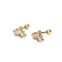 1 Pair Simple Style Crown Inlay Sterling Silver Zircon Ear Studs main image 5