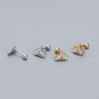 1 Pair Simple Style Crown Inlay Sterling Silver Zircon Ear Studs main image 6