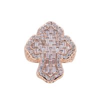 Hip-hop Cross Copper Inlay Zircon Men's Rings sku image 10