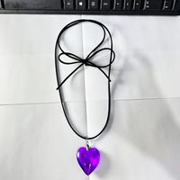 Simple Style Heart Shape Artificial Crystal Tassel Stoving Varnish Women's Pendant Necklace sku image 25