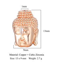 1 Piece 11 * 9mm Copper Zircon Buddha Skull Spacer Bars sku image 3