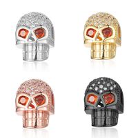 1 Piece 11 * 9mm Copper Zircon Buddha Skull Spacer Bars main image 4