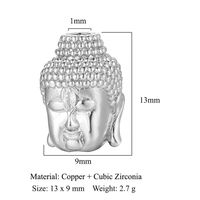 1 Piece 11 * 9mm Copper Zircon Buddha Skull Spacer Bars sku image 1