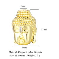 1 Piece 11 * 9mm Copper Zircon Buddha Skull Spacer Bars sku image 2