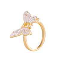 Elegant Sweet Butterfly Copper Enamel 14k Gold Plated Silver Plated Open Rings sku image 2