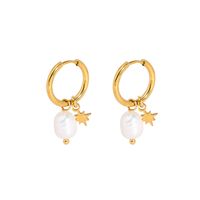 1 Pair Preppy Style Solid Color Plating Inlay Stainless Steel Freshwater Pearl Freshwater Pearl 18K Gold Plated Earrings main image 2