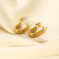 1 Pair Classic Style Solid Color Asymmetrical Plating 201 Stainless Steel 18K Gold Plated Drop Earrings main image 5
