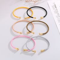 Simple Style Solid Color Stainless Steel 18k Gold Plated Bangle main image 5