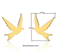 1 Pair Retro Simple Style Animal Bird Polishing Plating Stainless Steel 18k Gold Plated Ear Studs main image 5