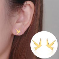 1 Pair Retro Simple Style Animal Bird Polishing Plating Stainless Steel 18k Gold Plated Ear Studs main image 1