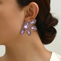 1 Pair Glam Flower Inlay Alloy Rhinestones Glass Ear Studs main image 9