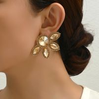 1 Pair Glam Flower Inlay Alloy Rhinestones Glass Ear Studs main image 8