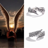 Vintage Style Angel Alloy Plating Couple Open Rings main image 5