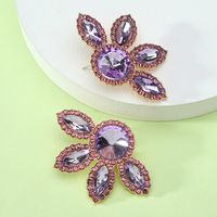 1 Pair Glam Flower Inlay Alloy Rhinestones Glass Ear Studs sku image 2