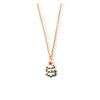 Retro Vintage Style Christmas Tree Stainless Steel Alloy Enamel Plating Gold Plated Pendant Necklace main image 7
