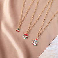 Retro Vintage Style Christmas Tree Stainless Steel Alloy Enamel Plating Gold Plated Pendant Necklace main image 11