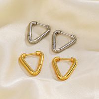 1 Pair Basic Simple Style Triangle Plating Stainless Steel 18k Gold Plated Earrings main image 5