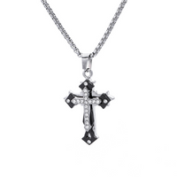 Retro Vintage Style Cross Stainless Steel Alloy Plating Silver Plated Unisex Pendant Necklace main image 2