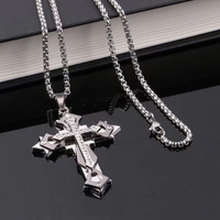 Retro Vintage Style Cross Stainless Steel Alloy Plating Silver Plated Unisex Pendant Necklace main image 4