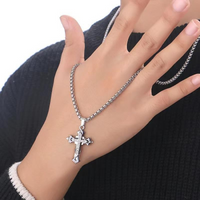 Retro Vintage Style Cross Stainless Steel Alloy Plating Silver Plated Unisex Pendant Necklace main image 3