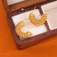 1 Pair Retro Simple Style C Shape Solid Color Plating Stainless Steel 18K Gold Plated Ear Studs main image 2