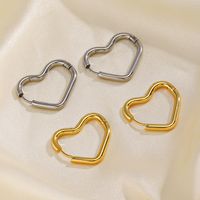 1 Pair Simple Style Streetwear Heart Shape Plating 304 Stainless Steel 18K Gold Plated Earrings main image 1