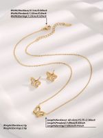 Großhandel Süß Schmetterling Titan Stahl Überzug Inlay Vergoldet Ohrringe Halskette main image 4