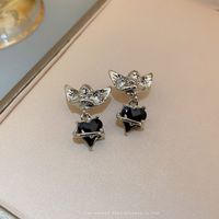 1 Pair Elegant Streetwear Heart Shape Plating Inlay Alloy Zircon Drop Earrings sku image 1