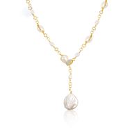 Elegant Lady Geometric Freshwater Pearl Copper Pendant Necklace In Bulk main image 4
