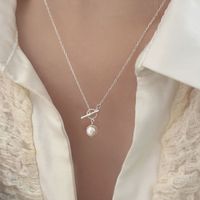 Simple Style Korean Style Geometric Sterling Silver Pearl Pendant Necklace In Bulk main image 1