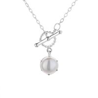 Simple Style Korean Style Geometric Sterling Silver Pearl Pendant Necklace In Bulk main image 4