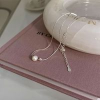 Lady Simple Style Geometric Freshwater Pearl Sterling Silver Necklace In Bulk main image 4