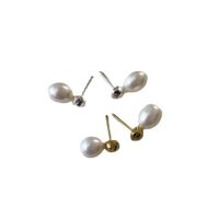 1 Pair Ig Style Korean Style Geometric Plating Freshwater Pearl Sterling Silver Ear Studs main image 5