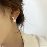1 Pair Ig Style Korean Style Geometric Plating Freshwater Pearl Sterling Silver Ear Studs main image 4