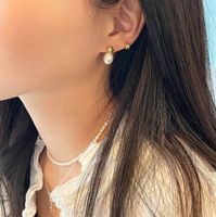 1 Pair Ig Style Korean Style Geometric Plating Freshwater Pearl Sterling Silver Ear Studs main image 2