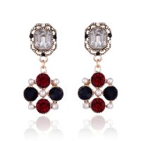 Wholesale Jewelry Simple Style Round Alloy Zircon Gold Plated Plating Inlay Drop Earrings sku image 1