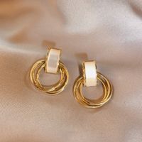 1 Pair Simple Style Round Inlay Alloy Pearl Zircon Drop Earrings sku image 38