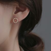 1 Pair Simple Style Round Inlay Alloy Pearl Zircon Drop Earrings sku image 11