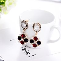 Wholesale Jewelry Simple Style Round Alloy Zircon Gold Plated Plating Inlay Drop Earrings main image 1