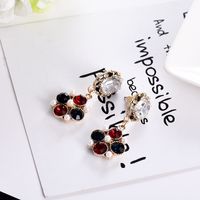 Wholesale Jewelry Simple Style Round Alloy Zircon Gold Plated Plating Inlay Drop Earrings main image 2