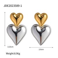 1 Paar Ig-stil Herzform Überzug Rostfreier Stahl 18 Karat Vergoldet Tropfenohrringe sku image 1