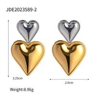 1 Paar Ig-stil Herzform Überzug Rostfreier Stahl 18 Karat Vergoldet Tropfenohrringe sku image 2